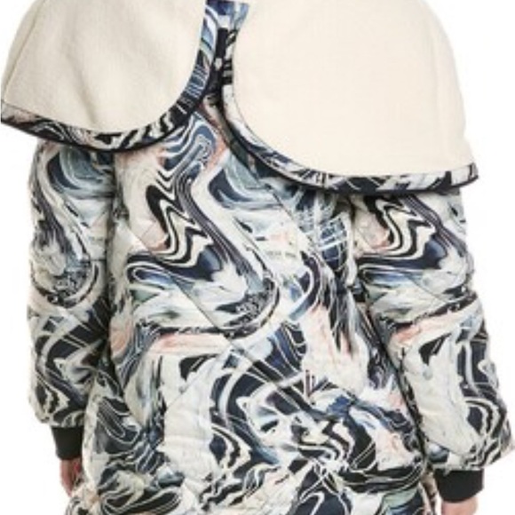 Sweaty Betty Abstract Print Parka with Cream Collar - Picture 4 of 12
